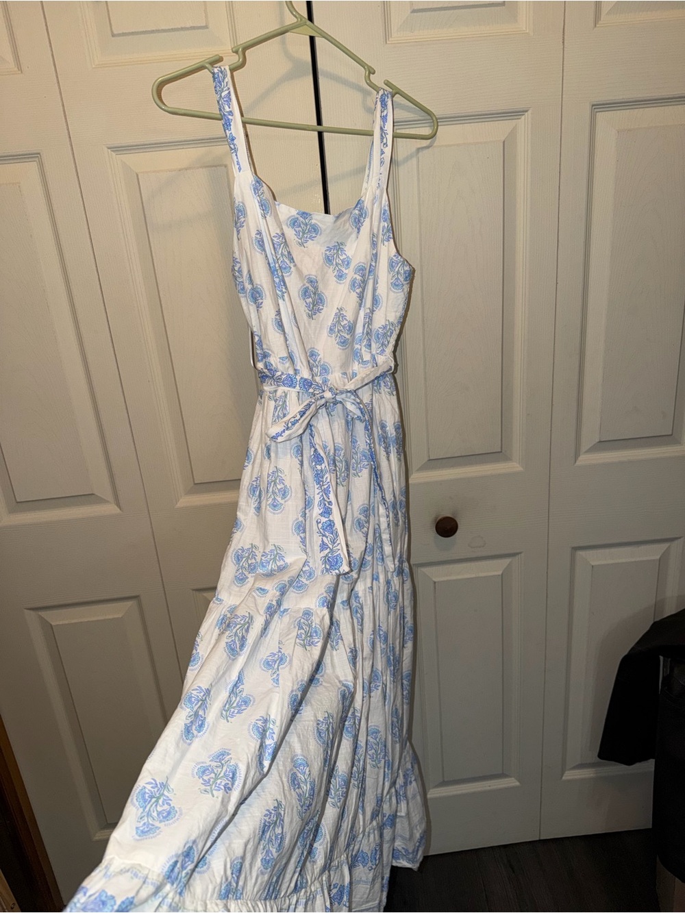 Haute Hippie White Maxi Dress with Light Blue Paisley Print